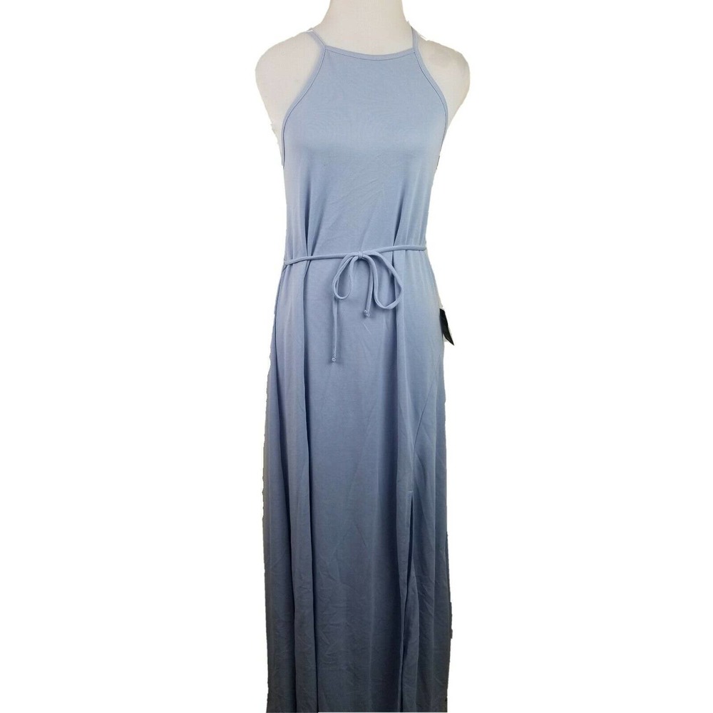Lulus NWT Maxi Dress Size Small blue Long Tie Waist Halter Neck Modal